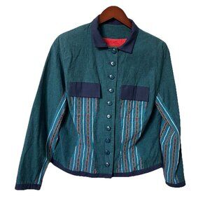 Vintage Handmade Patchwork Blazer Jacket Womens Cropped Fit 80s 90s Colorblock